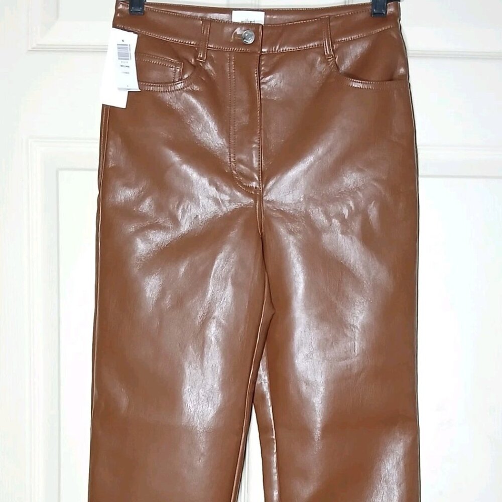 Wilfred Melina High Rise Faux Leather Pants – Cognac Brown – Size 4 – Aritzia